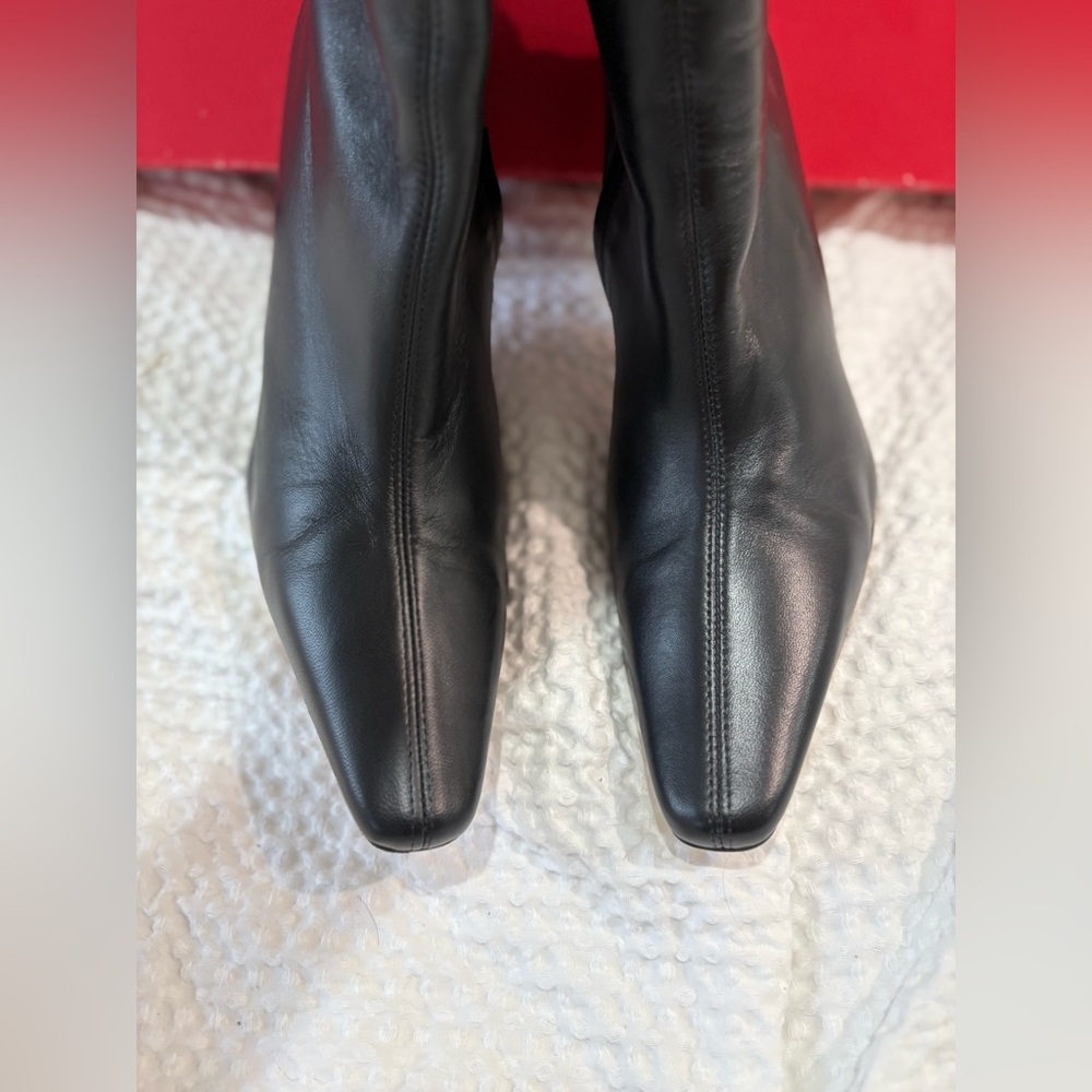 STAUD Black Women's real leather Boots 41 knee high boots square pointy toe - Picture 6 of 12